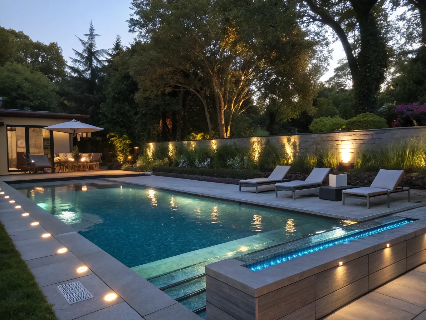 Pool area lighting with smart controls